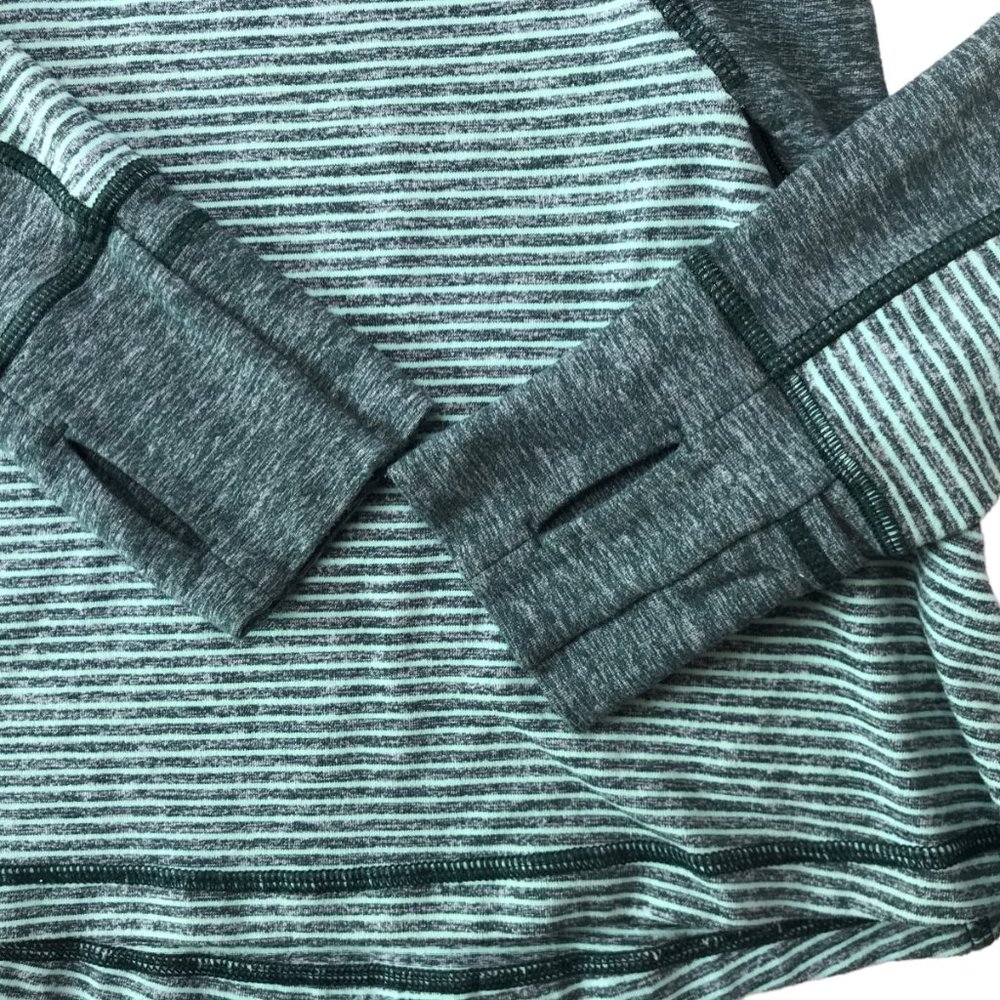 Lululemon Half-Zip 1/2 Zip Pullover Stretchy Striped. Size Women's 6 Green Gray - Picture 8 of 12